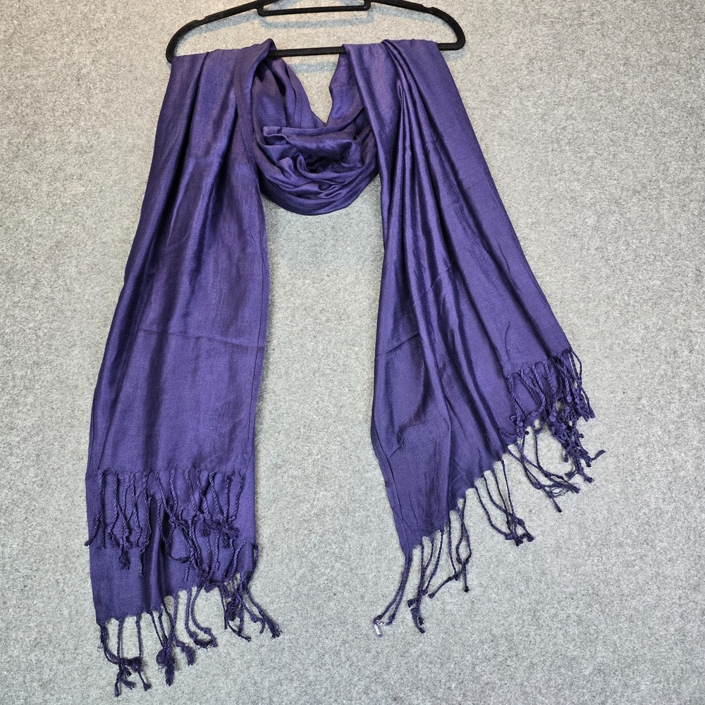 Pashmina Scarf Shawl Wrap Women's Purple Cashmere Lightweight Fringed Ends